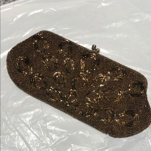 Vintage beaded clutch. Bronze color.